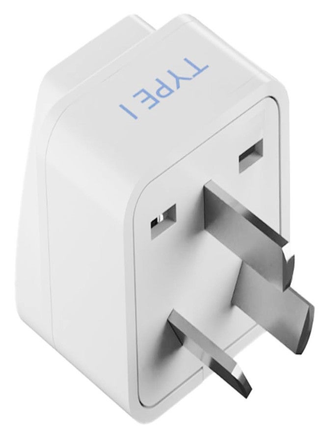 Ceptics India to Australia Plug, New Zealand & China & More - Pin Type I - Ce Certified - Rohs Compliant - White - 1 Pack - 5 Years Warranty - Image 1